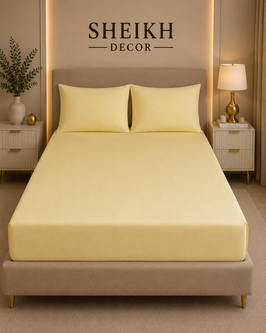 Sheikh Decor Premium Cotton Fitted Bedsheet Set – King Size | Soft & Breathable