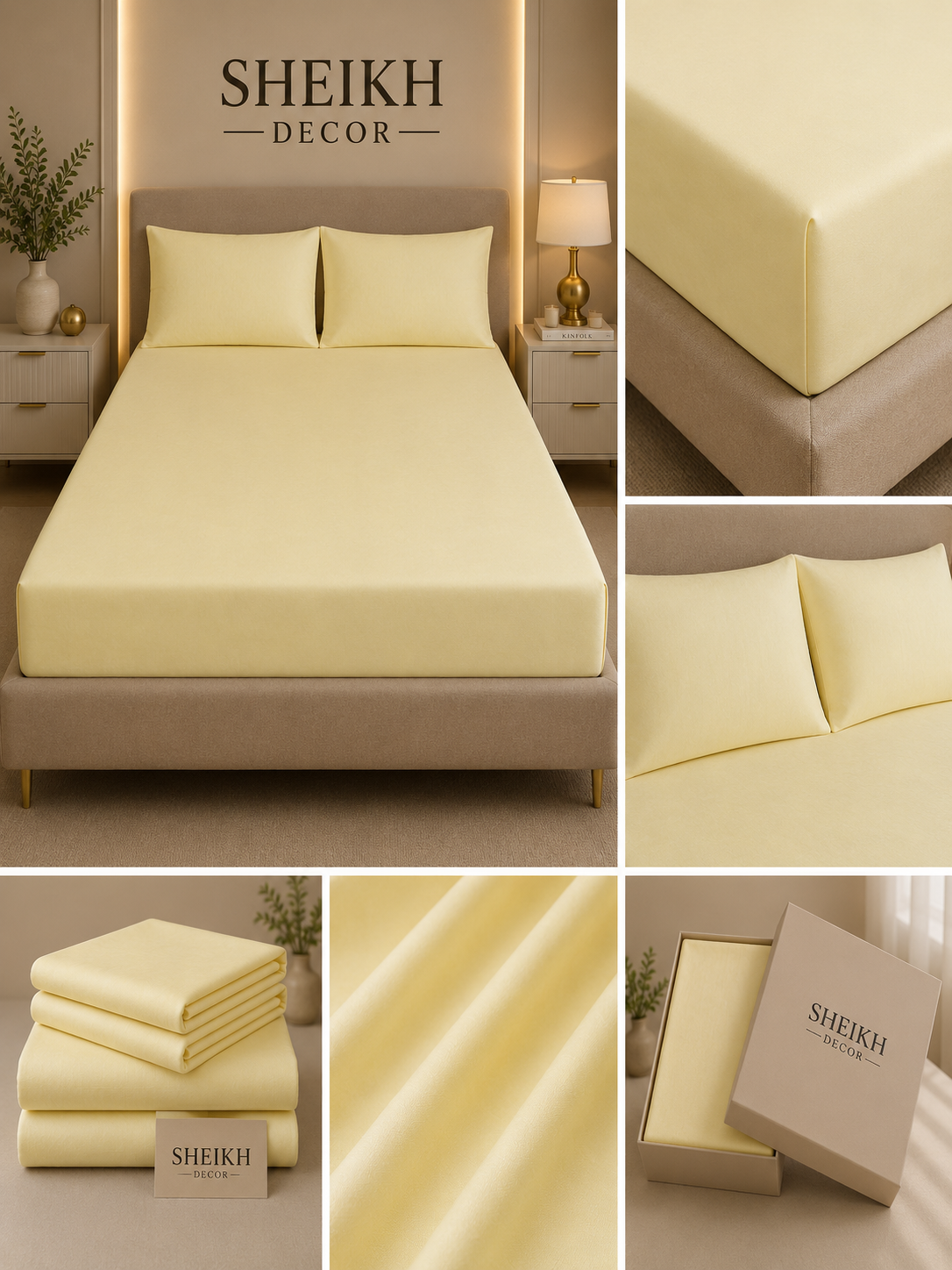 Sheikh Decor Premium Cotton Fitted Bedsheet Set – King Size | Soft & Breathable