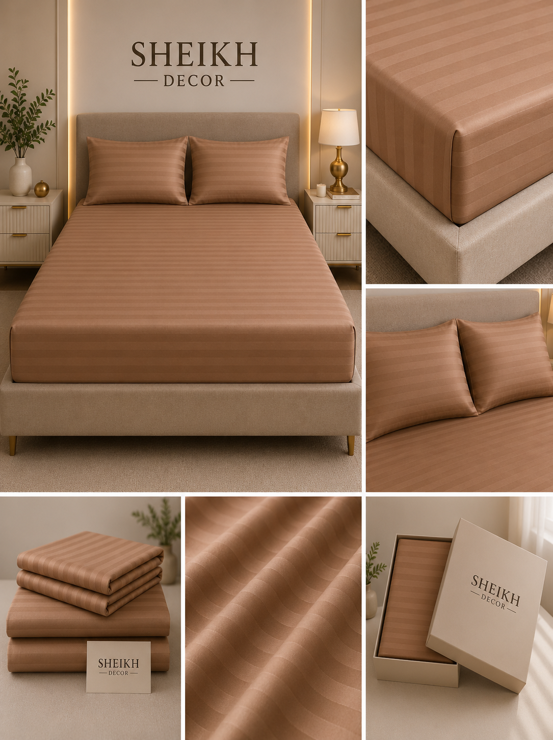Sheikh Decor Premium Cotton Fitted Bedsheet Set – King Size | Soft & Breathable