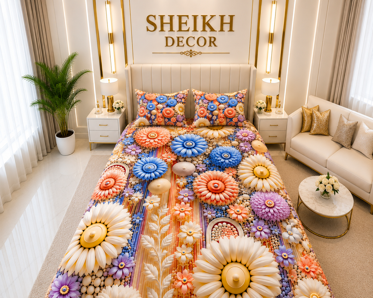 Bedior by SheikhDecor – 5D Digital Bedsheet Set | King Size | 3 Pcs
