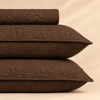 Brown 3 Pc Plain Bedspread Set