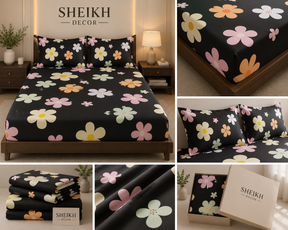Sheikh Decor Premium Cotton Fitted Bedsheet Set – King Size | Soft & Breathable