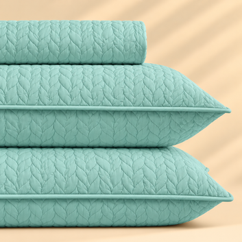 Aqua Green 3 Pc Plain Bedspread Set