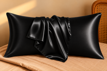 Satin Silk Pillow Case - Hypoallergenic, Anti-Slip, for Hair & Skin Care - Black