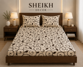 Sheikh Decor Premium Cotton Fitted Bedsheet Set – King Size | Soft & Breathable