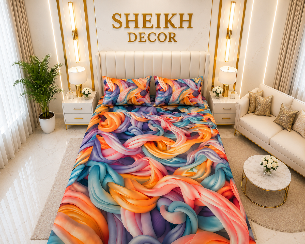 Bedior by SheikhDecor – 5D Digital Bedsheet Set | King Size | 3 Pcs