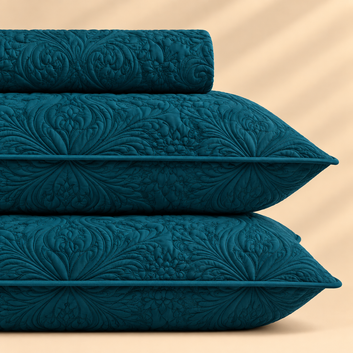 Deep Teal 3 Pc Plain Bedspread Set