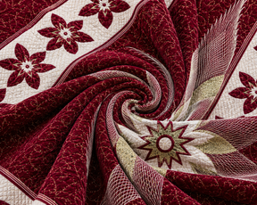 Sheikh Decor Burgundy Blossom Cut Velvet Bridal Bedsheet Set – King Size (4 PCS)
