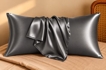 Satin Silk Pillow Case - Hypoallergenic, Anti-Slip, for Hair & Skin Care - Grey