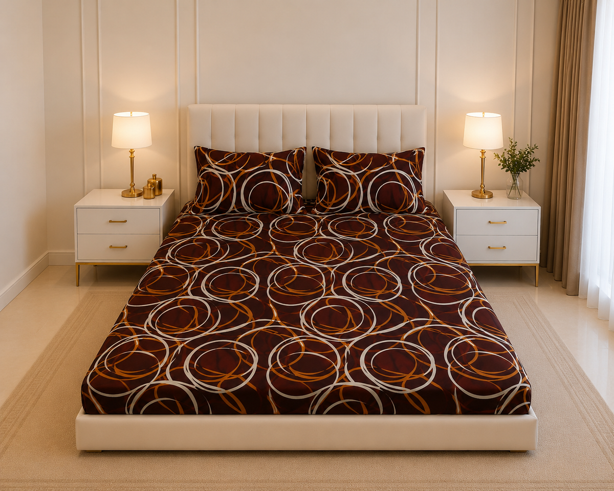 Sheikh Decor Premium Cotton Fitted Bedsheet Set – King Size | Soft & Breathable
