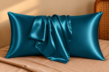 Satin Silk Pillow Case - Hypoallergenic, Anti-Slip, for Hair & Skin Care - Teal