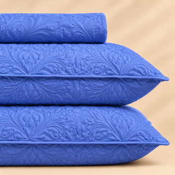 Royal Blue 3 Pc Plain Bedspread Set