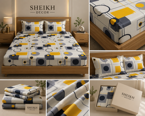 Sheikh Decor Premium Cotton Fitted Bedsheet Set – King Size | Soft & Breathable