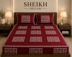Sheikh Decor Premium Cotton Fitted Bedsheet Set – King Size | Soft & Breathable