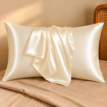 Satin Silk Pillow Case - Hypoallergenic, Anti-Slip, for Hair & Skin Care - Off White