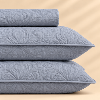 Grey 3 Pc Plain Bedspread Set