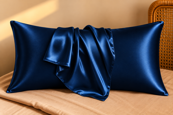 Satin Silk Pillow Case - Hypoallergenic, Anti-Slip, for Hair & Skin Care - Navy Blue