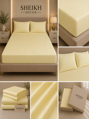 Sheikh Decor Premium Cotton Fitted Bedsheet Set – King Size | Soft & Breathable