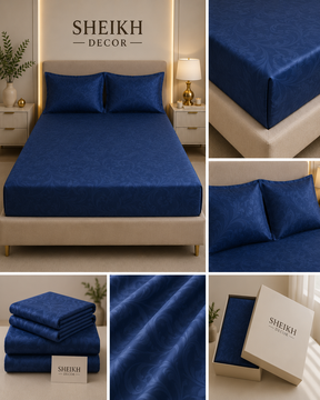 Sheikh Decor Premium Cotton Fitted Bedsheet Set – King Size | Soft & Breathable