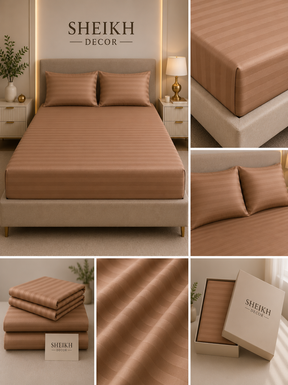 Sheikh Decor Premium Cotton Fitted Bedsheet Set – King Size | Soft & Breathable
