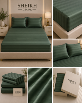 Sheikh Decor Premium Cotton Fitted Bedsheet Set – King Size | Soft & Breathable