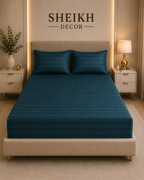 Sheikh Decor Premium Cotton Fitted Bedsheet Set – King Size | Soft & Breathable