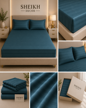 Sheikh Decor Premium Cotton Fitted Bedsheet Set – King Size | Soft & Breathable