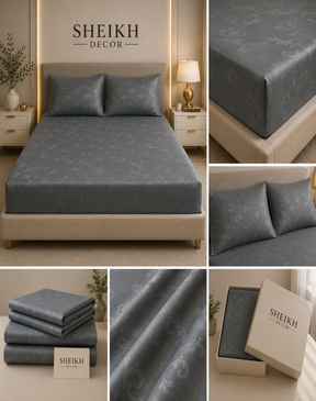Sheikh Decor Premium Cotton Fitted Bedsheet Set – King Size | Soft & Breathable