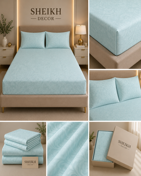 Sheikh Decor Premium Cotton Fitted Bedsheet Set – King Size | Soft & Breathable