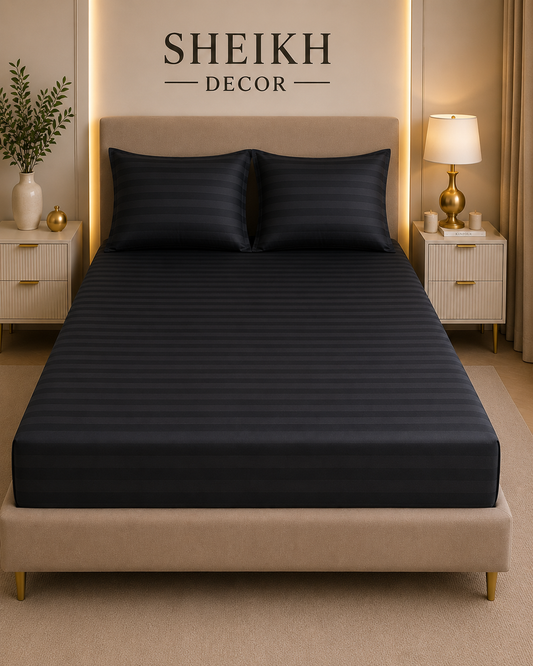 Sheikh Decor Premium Cotton Fitted Bedsheet Set – King Size | Soft & Breathable
