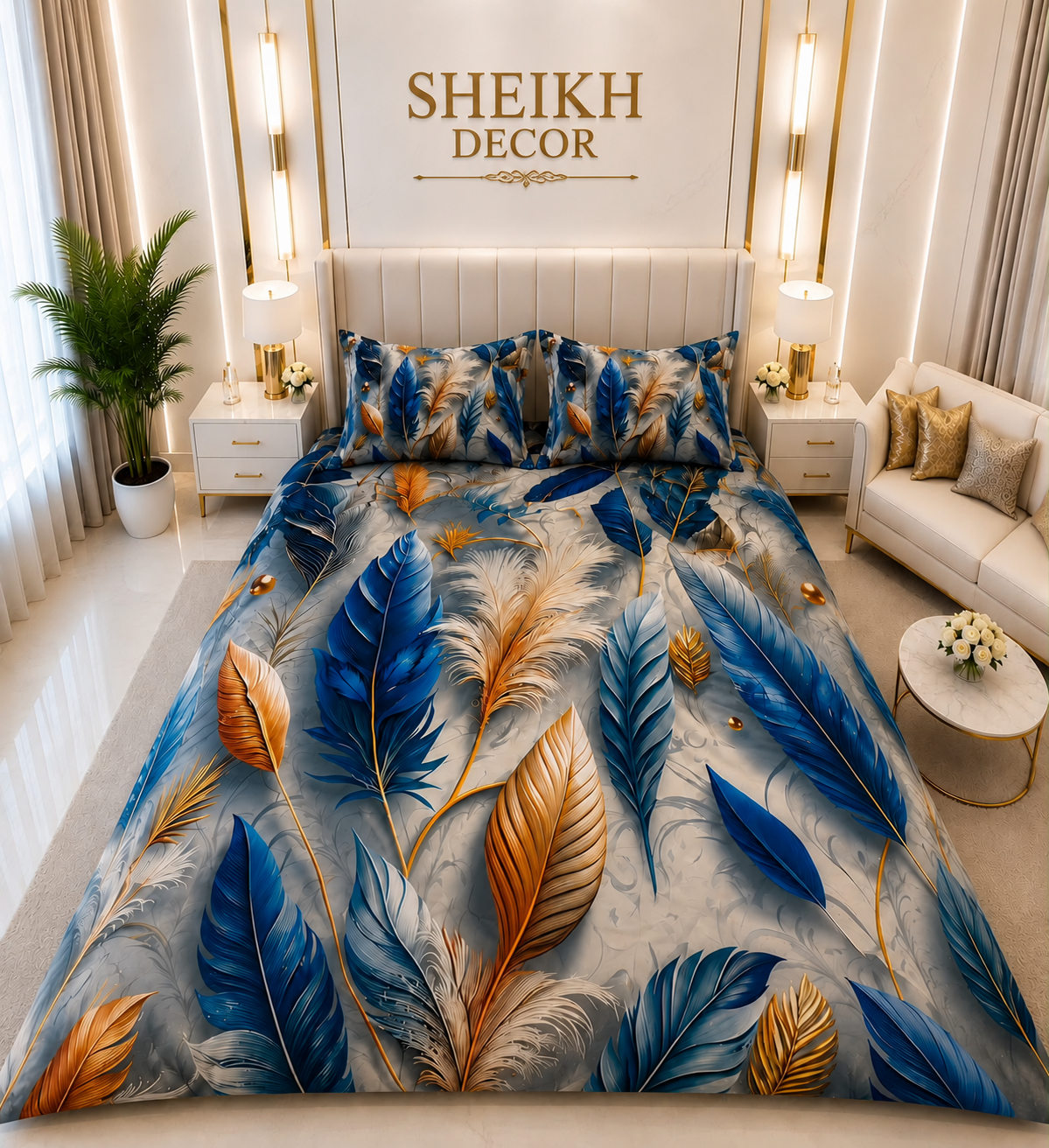 Bedior by SheikhDecor – 5D Digital Bedsheet Set | King Size | 3 Pcs