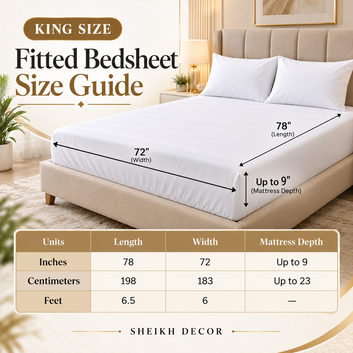 Sheikh Decor Premium Cotton Fitted Bedsheet Set – King Size | Soft & Breathable