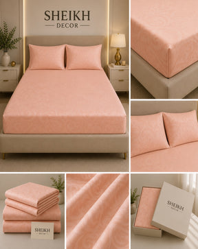 Sheikh Decor Premium Cotton Fitted Bedsheet Set – King Size | Soft & Breathable