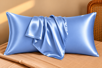 Satin Silk Pillow Case - Hypoallergenic, Anti-Slip, for Hair & Skin Care - Blue