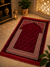Sheikh Decor Premium Soft Velvet Ja-e-Namaz – Maroon Mandala Luxury Edition | King Size Prayer Mat