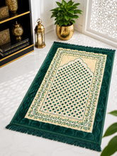 Sheikh Decor Premium Soft Velvet Ja-e-Namaz – Emerald Green Classic Edition | King Size Prayer Mat
