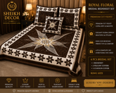 Sheikh Decor Royal Star Floral Cut Velvet Bridal Bedsheet Set – King Size (4 PCS)