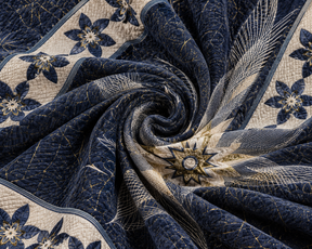Sheikh Decor Royal Floral Cut Velvet Bridal Bedsheet Set – Navy Blue | King Size | 4 PCS