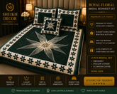 Sheikh Decor Emerald Star Floral Cut Velvet Bridal Bedsheet Set – King Size (4 PCS)