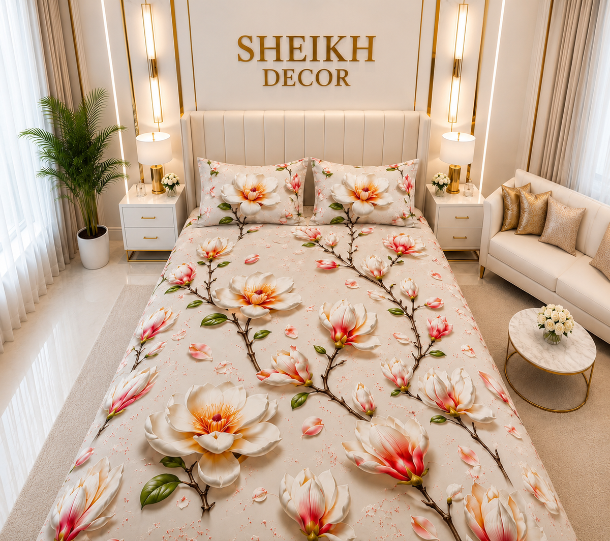 Bedior by SheikhDecor – 5D Digital Bedsheet Set | King Size | 3 Pcs
