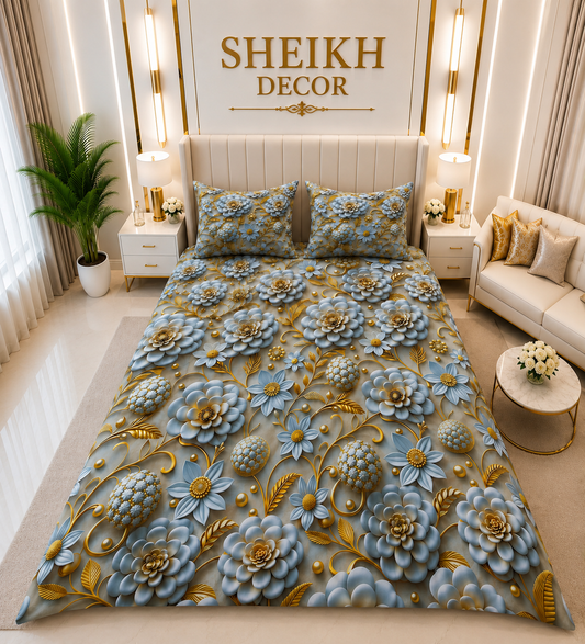 Bedior by SheikhDecor – 5D Digital Bedsheet Set | King Size | 3 Pcs