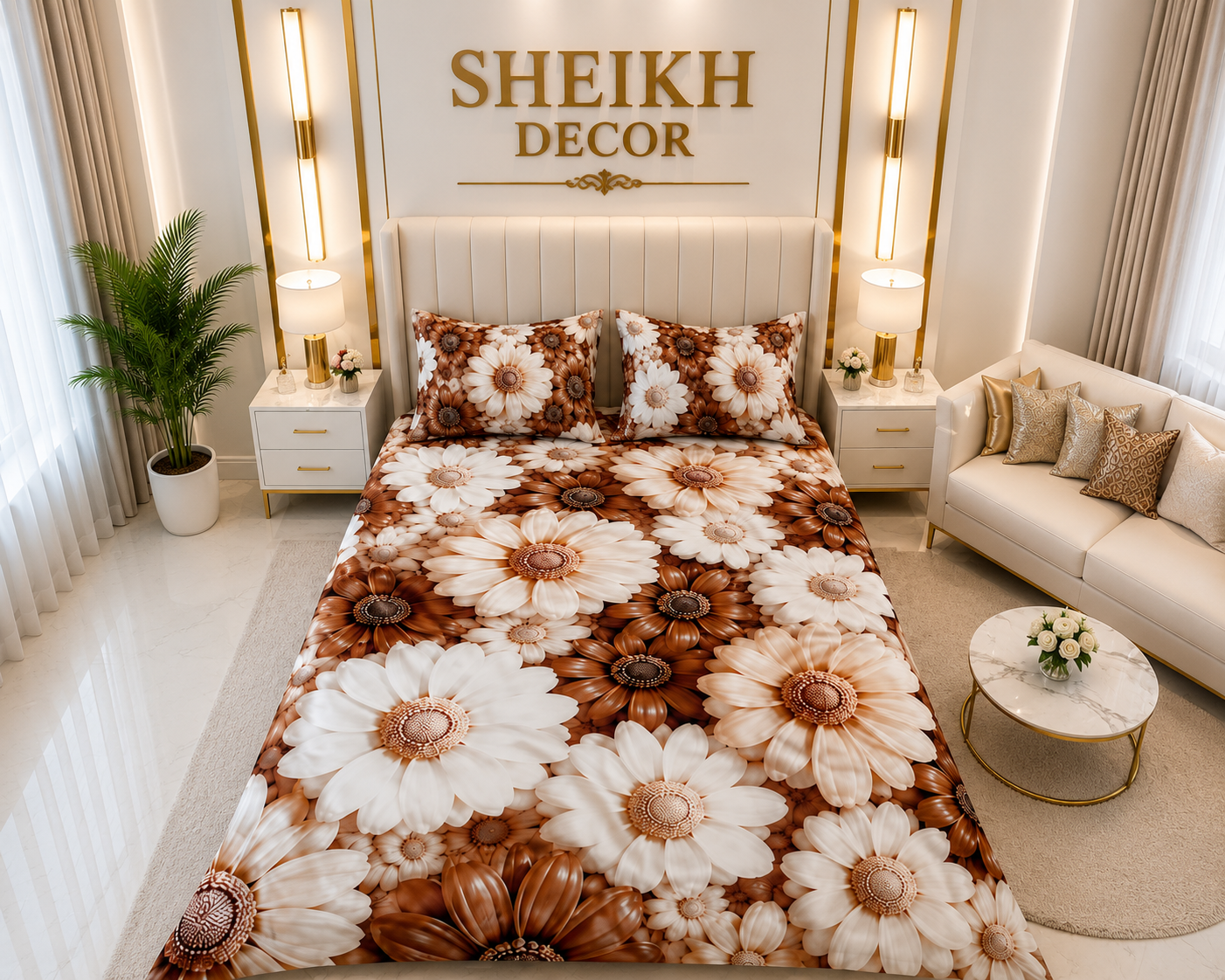 Bedior by SheikhDecor – 5D Digital Bedsheet Set | King Size | 3 Pcs