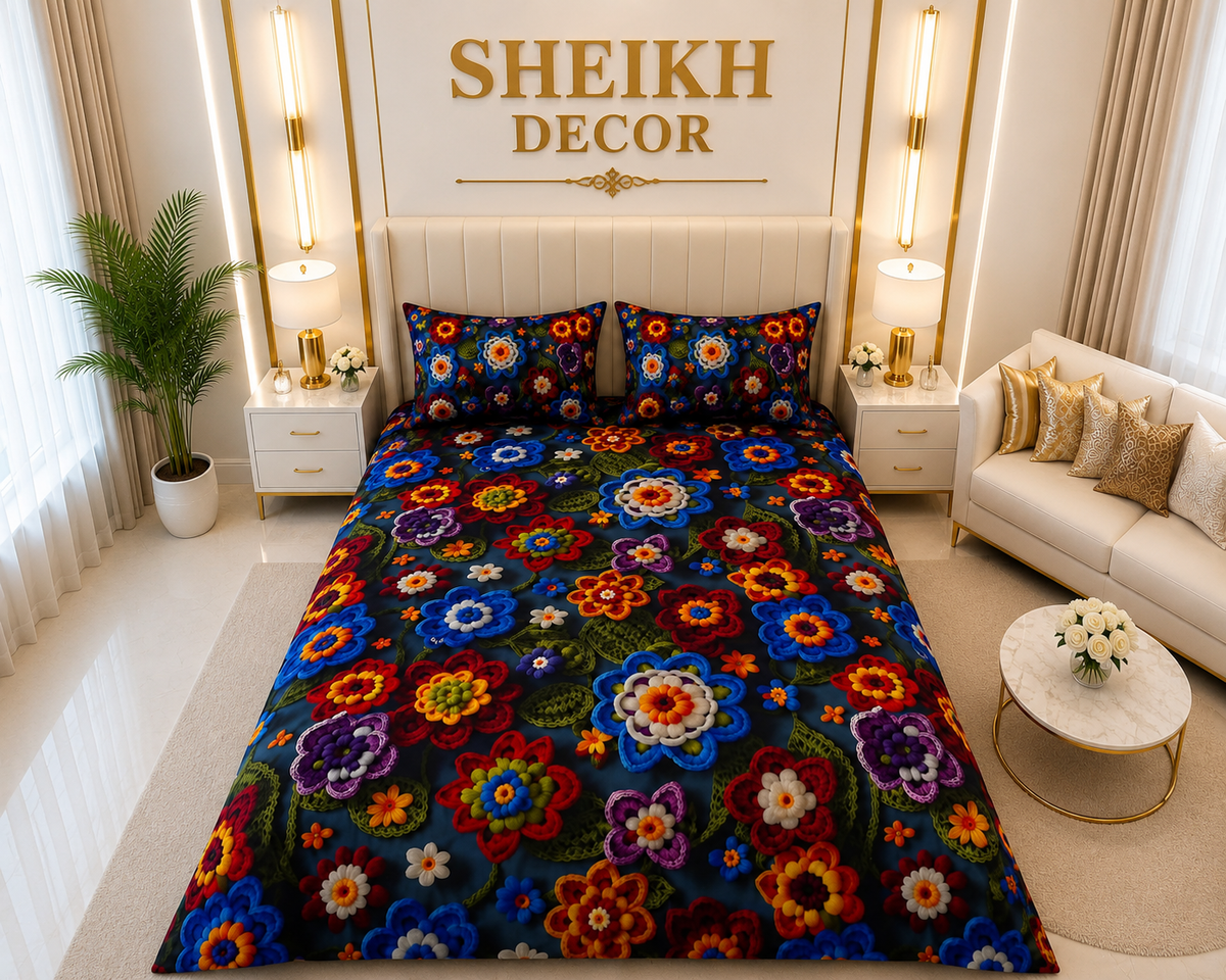 Bedior by SheikhDecor – 5D Digital Bedsheet Set | King Size | 3 Pcs